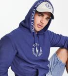 Polo Ralph Lauren X Asos Exclusive Collab Hoodie With Chest Circle Logo And Hood Logo Taping In Navy