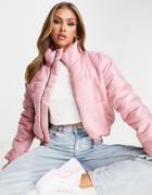 I Saw It First High Shine Padded Puffer Jacket In Pink