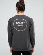 Brixton Wheeler Sweatshirt With Logo Back Print - Black