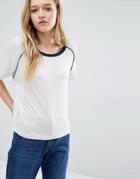 Weekday Retro T-shirt With Contrast Piping - Light Gray Melange