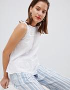 Mango Cut Out Detail Peplum Top - White