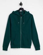 New Look Zip Through Hoodie In Pine-green