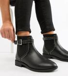 Asos Design Wide Fit Ascend Studded Chelsea Boots - Black