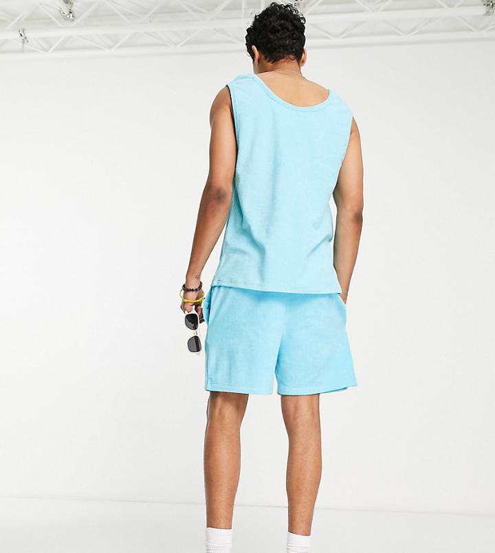 Collusion Towelling Short In Aqua Blue - Part Of A Set