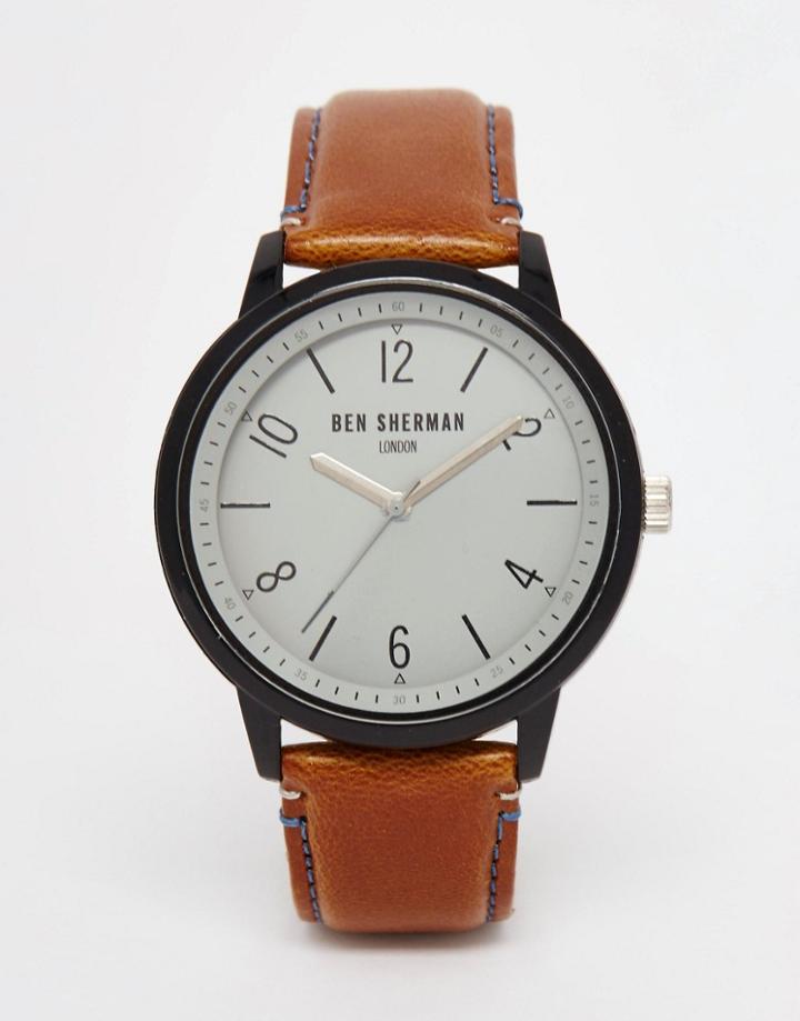 Ben Sherman Leather Watch In Tan - Tan