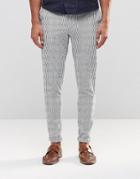 Asos Skinny Smart Pants In Stripes - White