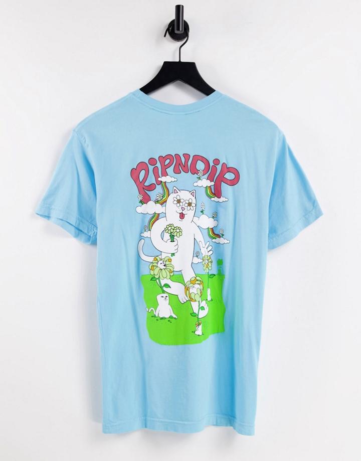 Ripndip Flower Power Back Print T-shirt In Blue-blues