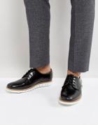 Asos Lace Up Derby Shoes In Black Leather With White Hybrid Sole - Black