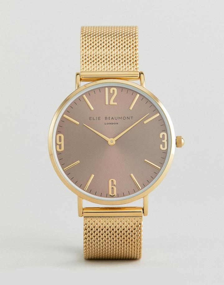 Elie Beaumont Gold Watch With Cream Sunray Dial - Gold