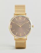 Elie Beaumont Gold Watch With Cream Sunray Dial - Gold