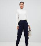 Asos Design Tall Jersey Crepe Cuffed Balloon Pants - Navy