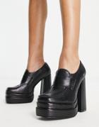 Raid Fancy Platform Heel Loafers In Black