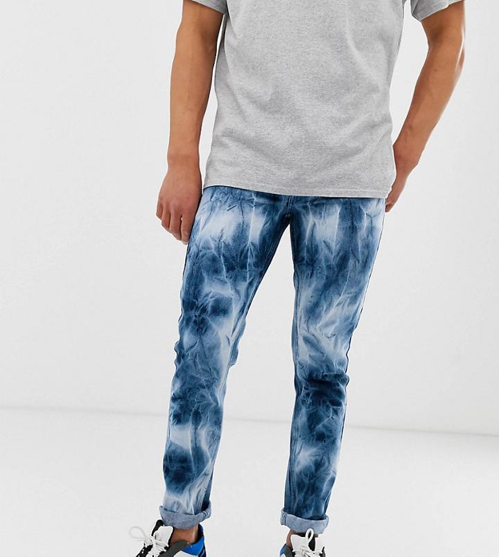 Reclaimed Vintage Skinny Fit Tie Dye Jeans In Blue