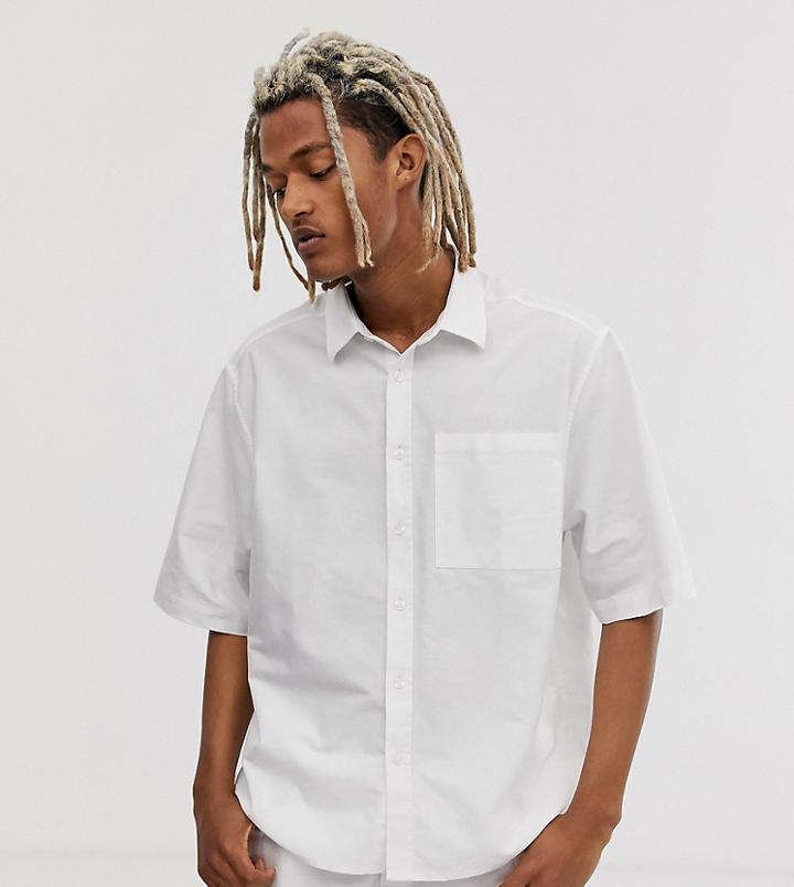 Collusion Boxy Oxford Shirt-white