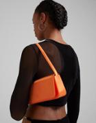 Bershka Satin Shoulder Bag In Bright Orange