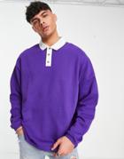 Asos Design Oversized Rugby Polo In Purple