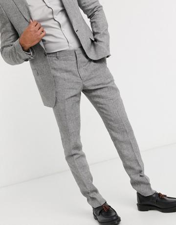 Shelby & Sons Slim Suit Pants In Mini Check In Mono-black