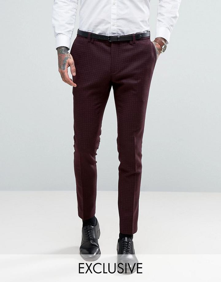 Noak Super Skinny Suit Pants With Lux Tonal Print - Red