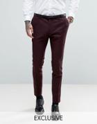 Noak Super Skinny Suit Pants With Lux Tonal Print - Red