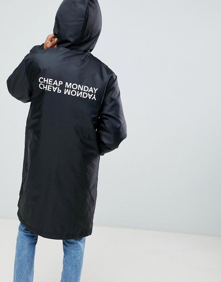 Cheap Monday Logo Back Print Rain Coat - Black