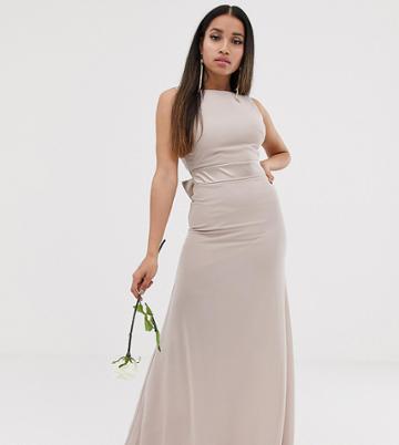 Tfnc Petite Bridesmaid Exclusive Bow Back Maxi In Mink-pink