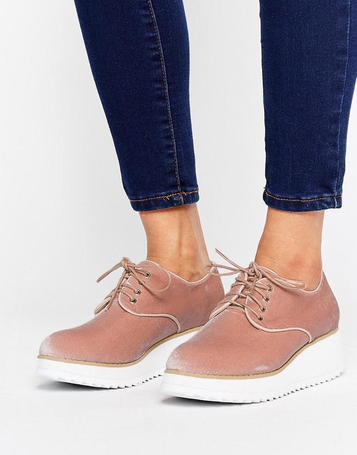 London Rebel Flatform Lace Up Shoe - Beige