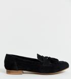 Asos Design Wide Fit Message Suede Tassel Loafers - Black
