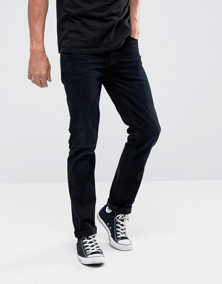 Nudie Jeans Co Grim Tim Slim Fit Jean Black Sparkles Wash - Black