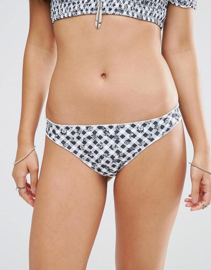 Motel Gingham Ruffle Bikini Bottom - Gingham Ditsy