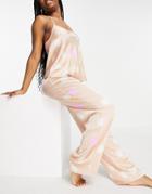 Asos Design Mix & Match Satin Spot Pant In Warm Taupe-neutral