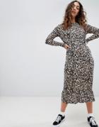 Daisy Street Midaxi Smock Dress In Leopard Print - Multi