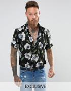 Reclaimed Vintage Inspired Shirt With Floral Print Reg Fit - Black