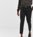 Heart & Dagger Skinny Crop Smart Pants In Monochrome Stripe - Black