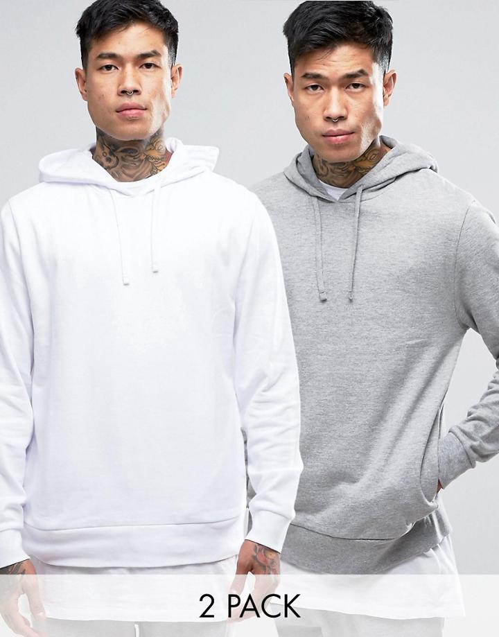 Asos Hoodie 2 Pack Gray Marl/ White - Multi