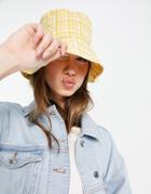 Mango Gingham Bucket Hat In Yellow