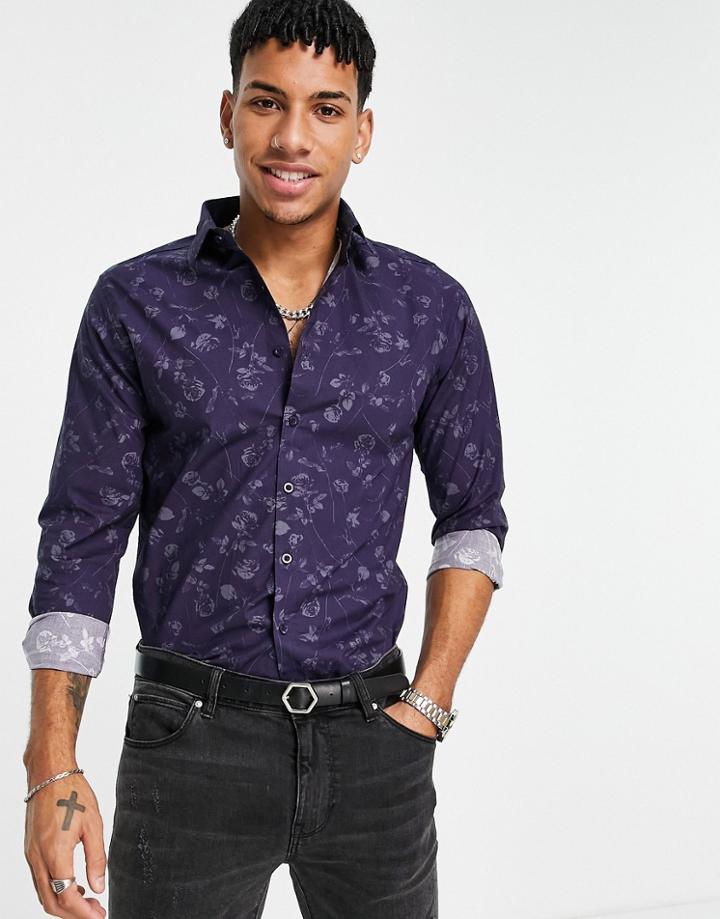 Bolongaro Trevor Floral Long Sleeve Shirt-navy