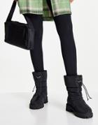 London Rebel Puffer Ankle Boots In Black