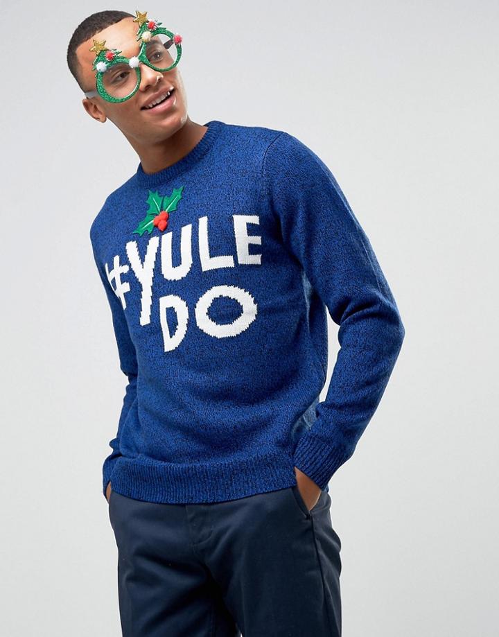 Threadbare Yule Do Holidays Sweater - Navy