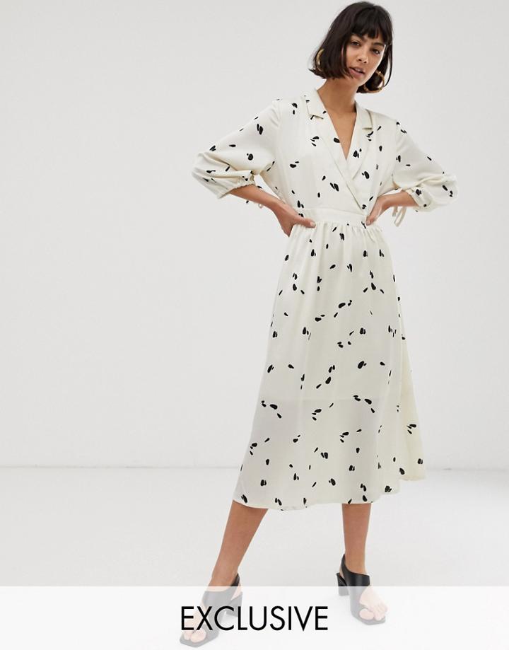 Selected Femme Floral Midi Dress-beige