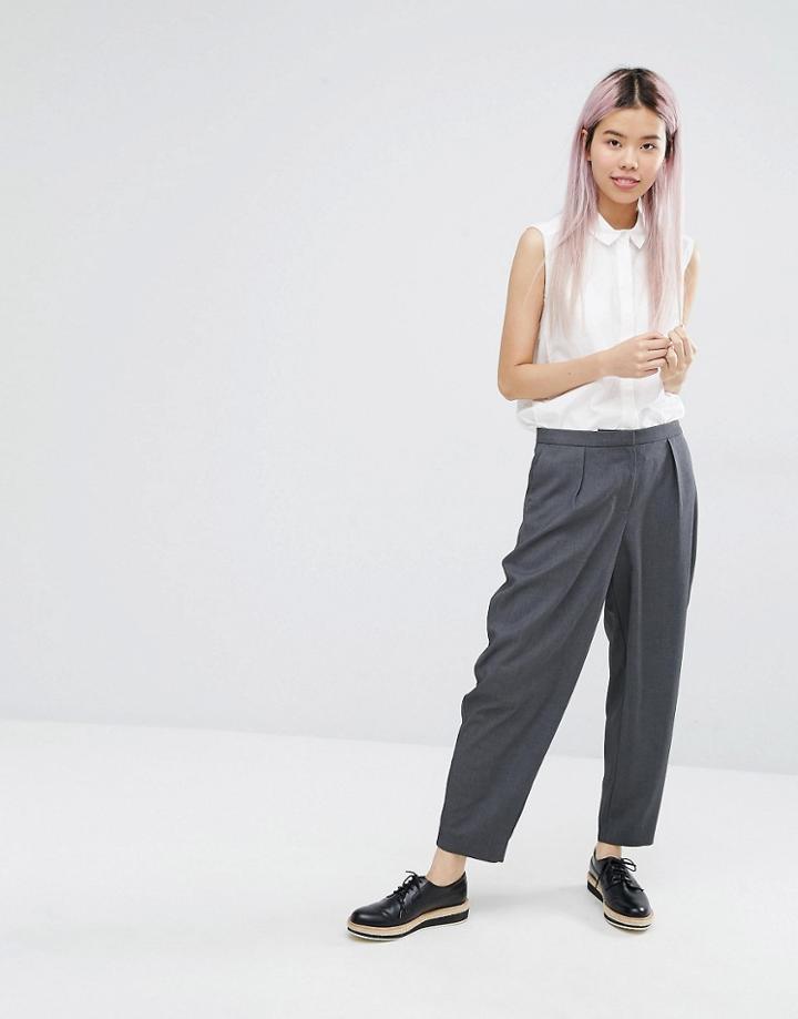 Monki Oversized Tailored Pant - Gray Melange