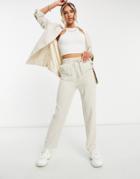 Asos Design Tracksuit Suit Sweatpants In Linen-neutral