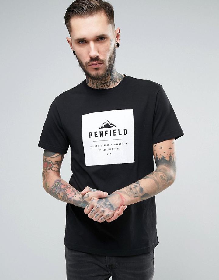 Penfield Kemp Box Logo T-shirt In Black - Black