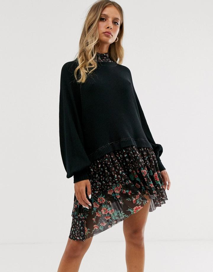 Free People Opposite Attract Mini Dress-black