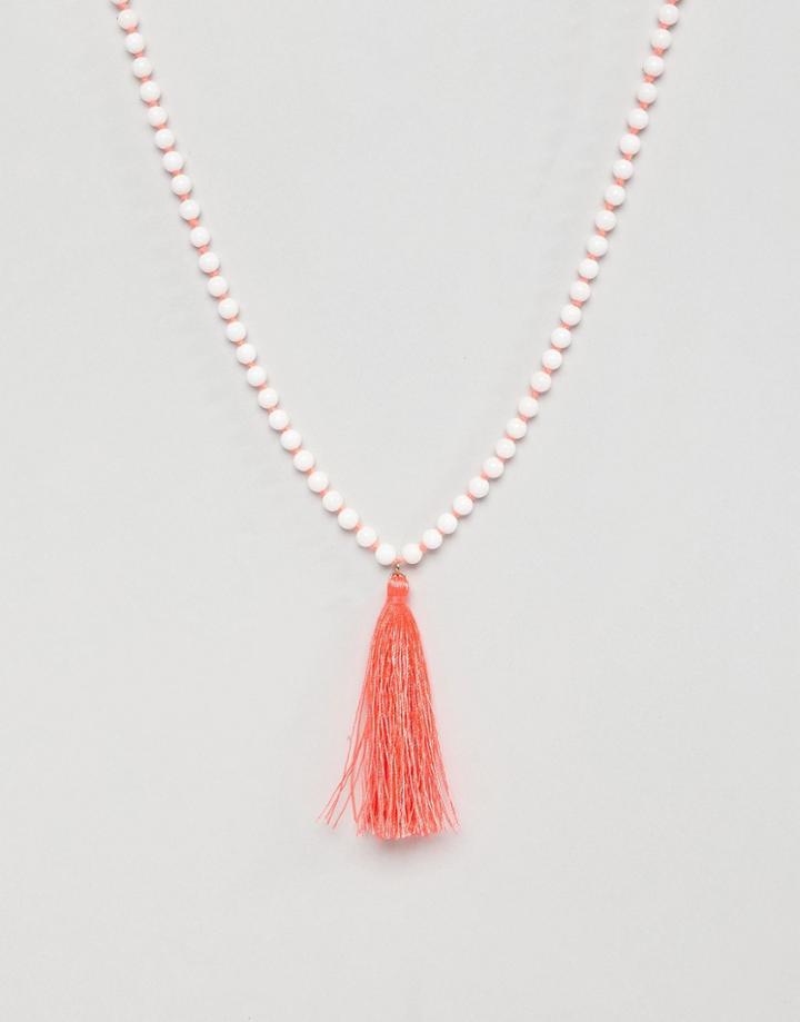 Orelia Chunky Bead And Tassel Necklace - Multi