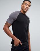 Armani Jeans Logo Raglan T-shirt Slim Fit In Black - Black