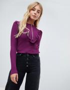 Brave Soul Roxbury Zip Up Sweater With Circle Ring Pull - Red