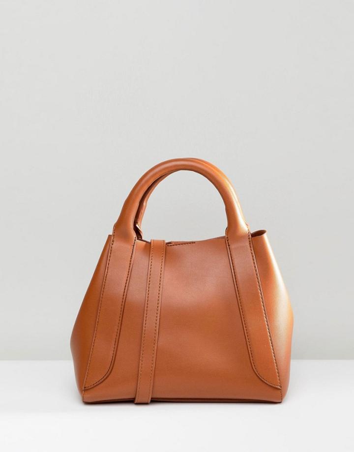 Asos Design Mini Tuck Side Bonded Shopper Bag - Tan