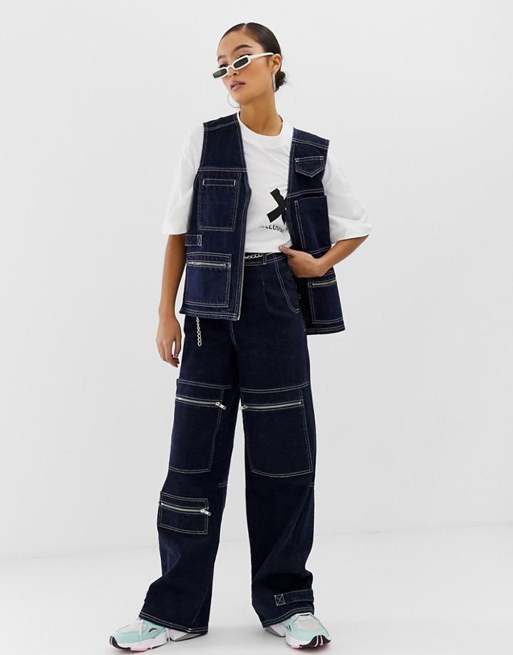Collusion X Everyone Together X005 Utility Jeans In Indigo - Blue