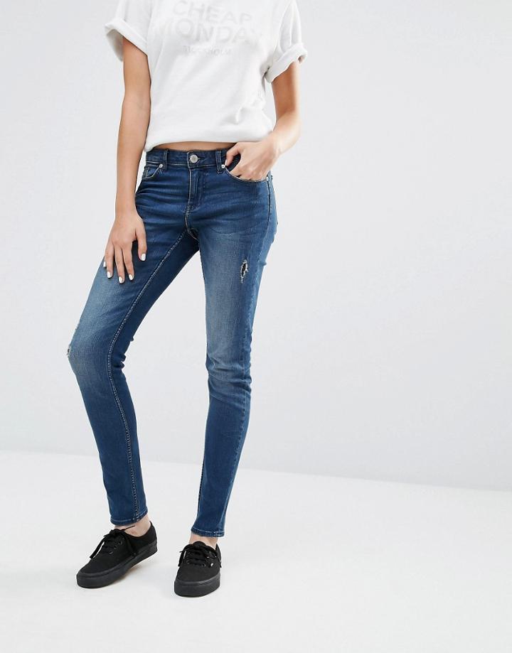 Cheap Monday Mid Snap Skinny Jeans L34 - Blue
