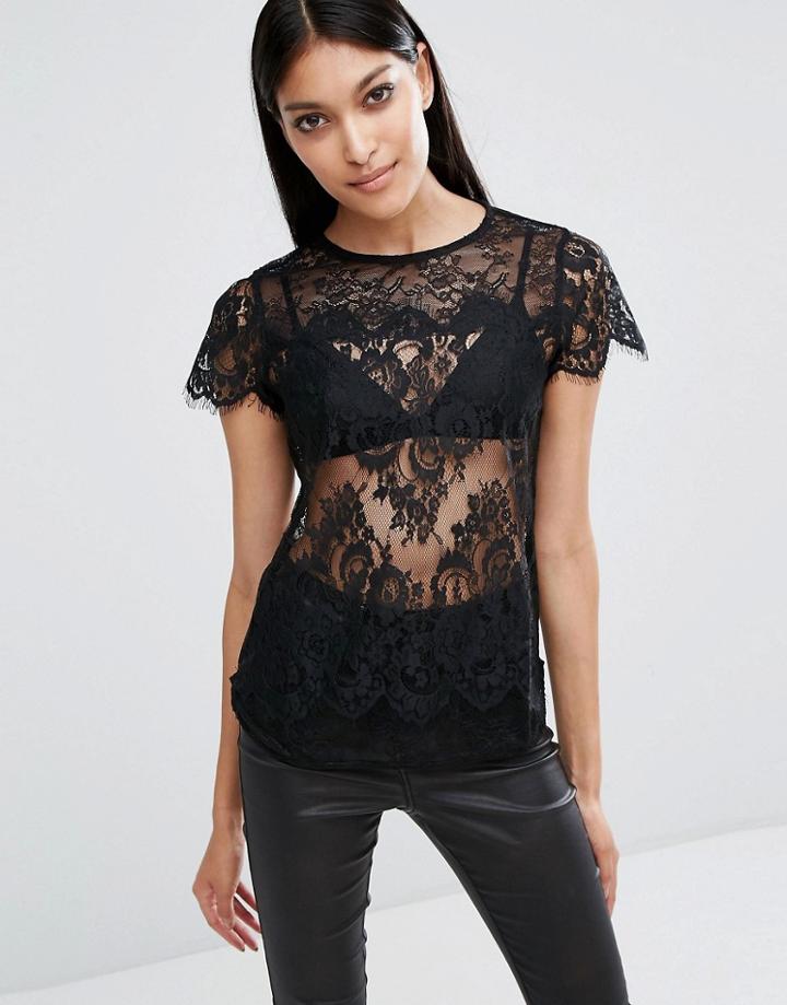 Lipsy Lace T-shirt - White